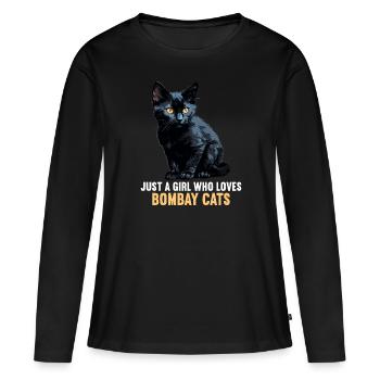 Chat de Bombay Bombay Katze - T-shirt manches longues Premium bio Femme - noir - Devant - Julia (174cm)