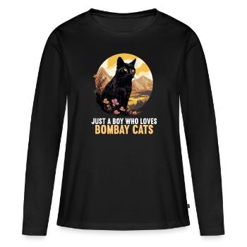 Chat de Bombay Bombay Katze - T-shirt manches longues Premium bio Femme - noir - Devant - Julia (174cm)