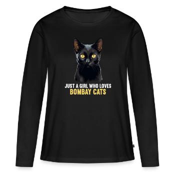 Chat de Bombay Bombay Katze - T-shirt manches longues Premium bio Femme - noir - Devant - Julia (174cm)