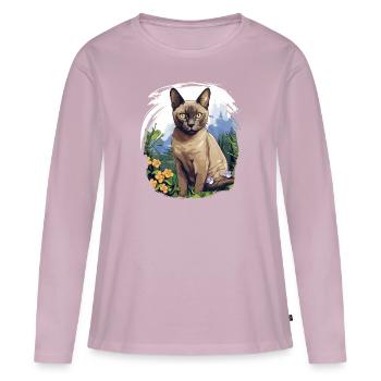Burmese Cat Burma Katze - Frauen Premium Bio Langarmshirt - Altrosa - Vorne - Julia (174cm)
