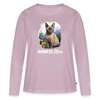 Chat birman Birmanie Katze - T-shirt manches longues Premium bio Femme - rose poudré - Devant - Julia (174cm)