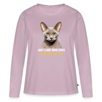 Burmese Cat Burma Katze - Frauen Premium Bio Langarmshirt - Altrosa - Vorne - Julia (174cm)