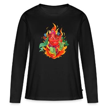 Herr Ganesha - Frauen Premium Bio Langarmshirt - Schwarz - Vorne - Julia (174cm)