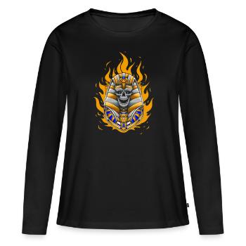 Crâne Anubis - T-shirt manches longues Premium bio Femme - noir - Devant - Julia (174cm)
