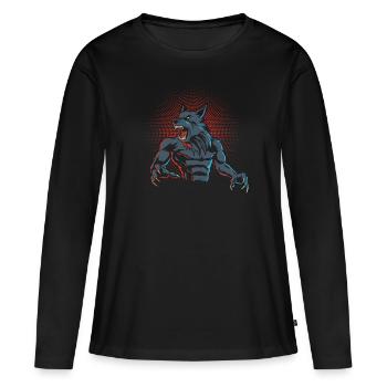 Werwolf - Frauen Premium Bio Langarmshirt - Schwarz - Vorne - Julia (174cm)