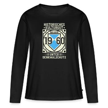 Construit en 1960, né, né en 1960, né en 1960 - T-shirt manches longues Premium bio Femme - noir - Devant - Julia (174cm)