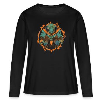 Oni gobelin gourmand - T-shirt manches longues Premium bio Femme - noir - Devant - Julia (174cm)