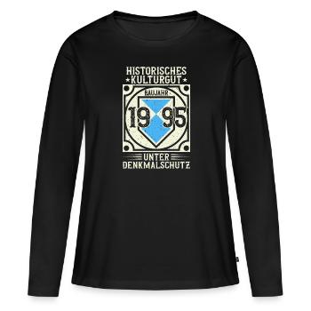 Né en 1995, né en 1995, né en 1995 - T-shirt manches longues Premium bio Femme - noir - Devant - Julia (174cm)