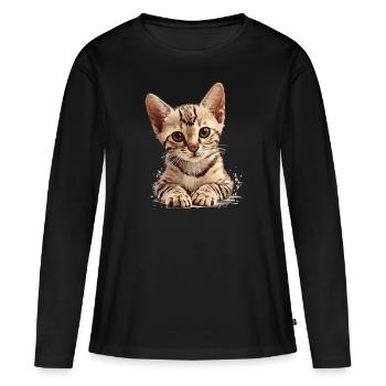Egyptian Mau Kätzchen Katze Ägyptische Mau - Frauen Premium Bio Langarmshirt - Schwarz - Vorne - Julia (174cm)