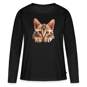 Egyptian Mau Kätzchen Katze Ägyptische Mau - Frauen Premium Bio Langarmshirt - Schwarz - Vorne - Julia (174cm)