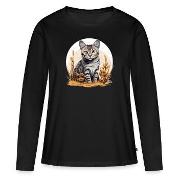 Egyptian Mau Kätzchen Katze Ägyptische Mau - Frauen Premium Bio Langarmshirt - Schwarz - Vorne - Julia (174cm)