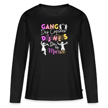 EVJF - GANG des copines Déjantées de la mariée - T-shirt manches longues Premium bio Femme - noir - Devant - Julia (174cm)
