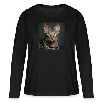 Egyptian Mau Kätzchen Katze Ägyptische Mau - Frauen Premium Bio Langarmshirt - Schwarz - Vorne - Julia (174cm)