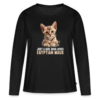 Egyptian Mau Kätzchen Katze Ägyptische Mau - Frauen Premium Bio Langarmshirt - Schwarz - Vorne - Julia (174cm)