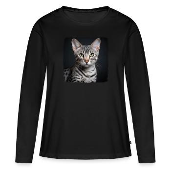 Egyptian Mau Kätzchen Katze Ägyptische Mau - Frauen Premium Bio Langarmshirt - Schwarz - Vorne - Julia (174cm)
