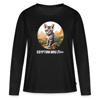 Egyptian Mau Kätzchen Katze Ägyptische Mau - Frauen Premium Bio Langarmshirt - Schwarz - Vorne - Julia (174cm)