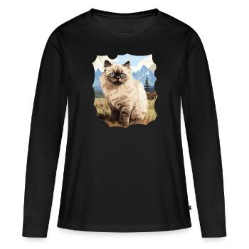 Chat de l’Himalaya Colourpoint Katze - T-shirt manches longues Premium bio Femme - noir - Devant - Julia (174cm)