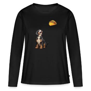 Bernedoodle Staring At Taco - Women's Premium Organic Long Sleeve Shirt - black - Front - Julia (174cm)