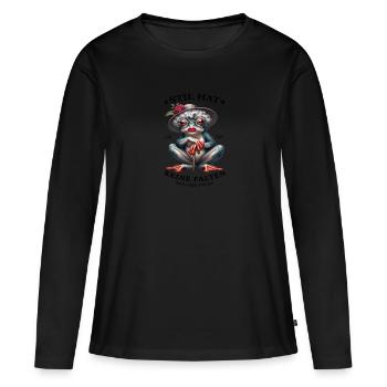 Crapaud soucieux de la mode avec chapeau - T-shirt manches longues Premium bio Femme - noir - Devant - Julia (174cm)