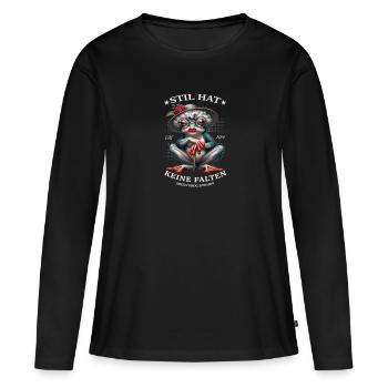 Crapaud avec chapeau et style - T-shirt manches longues Premium bio Femme - noir - Devant - Julia (174cm)