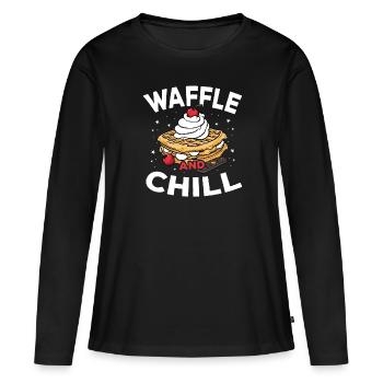 Gaufre Et Gaufres Glacées Gaufre Pâtisserie Drôle Gaufre - T-shirt manches longues Premium bio Femme - noir - Devant - Julia (174cm)
