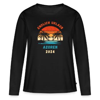 Azoren Urlaub 2024 Atlantik Insel Idee - Frauen Premium Bio Langarmshirt - Schwarz - Vorne - Julia (174cm)