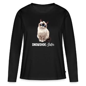 Chaton raquette Chat raquette - T-shirt manches longues Premium bio Femme - noir - Devant - Julia (174cm)