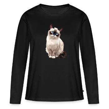 Chaton raquette Chat raquette - T-shirt manches longues Premium bio Femme - noir - Devant - Julia (174cm)
