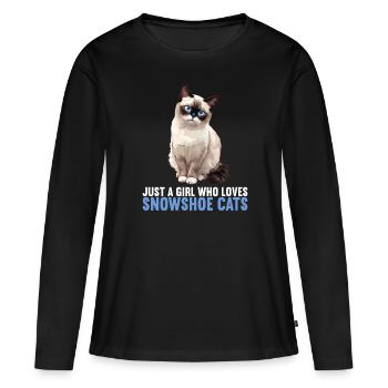 Chaton raquette Chat raquette - T-shirt manches longues Premium bio Femme - noir - Devant - Julia (174cm)