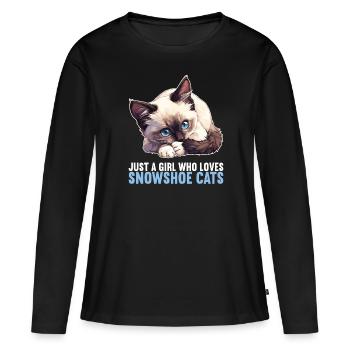 Chaton raquette Chat raquette - T-shirt manches longues Premium bio Femme - noir - Devant - Julia (174cm)