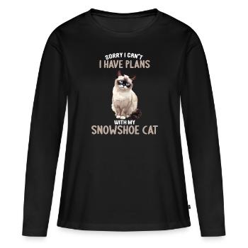 Chaton raquette Chat raquette - T-shirt manches longues Premium bio Femme - noir - Devant - Julia (174cm)