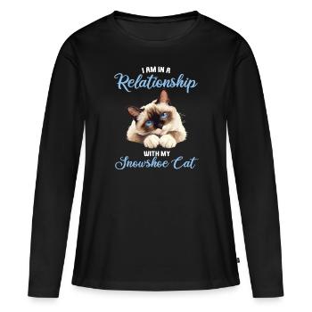Chaton raquette Chat raquette - T-shirt manches longues Premium bio Femme - noir - Devant - Julia (174cm)