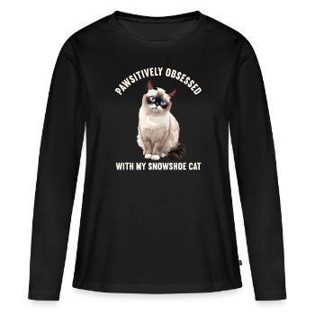 Chaton raquette Chat raquette - T-shirt manches longues Premium bio Femme - noir - Devant - Julia (174cm)