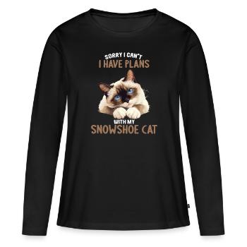 Chaton raquette Chat raquette - T-shirt manches longues Premium bio Femme - noir - Devant - Julia (174cm)