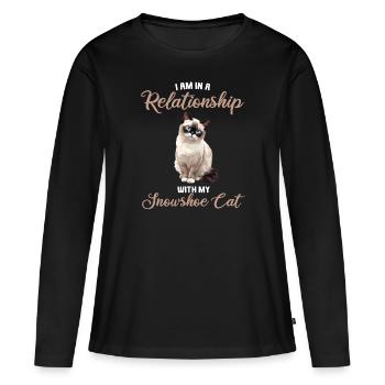 Chaton raquette Chat raquette - T-shirt manches longues Premium bio Femme - noir - Devant - Julia (174cm)