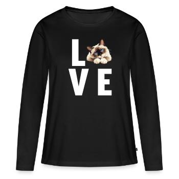 Chaton raquette Chat raquette - T-shirt manches longues Premium bio Femme - noir - Devant - Julia (174cm)
