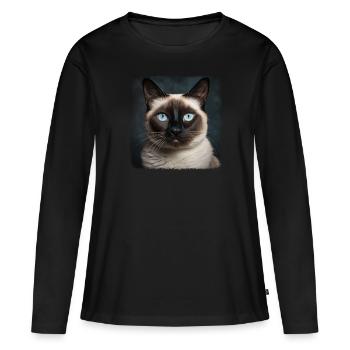Chaton raquette Chat raquette - T-shirt manches longues Premium bio Femme - noir - Devant - Julia (174cm)