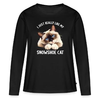 Chaton raquette Chat raquette - T-shirt manches longues Premium bio Femme - noir - Devant - Julia (174cm)