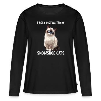 Chaton raquette Chat raquette - T-shirt manches longues Premium bio Femme - noir - Devant - Julia (174cm)