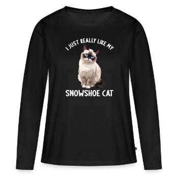 Chaton raquette Chat raquette - T-shirt manches longues Premium bio Femme - noir - Devant - Julia (174cm)
