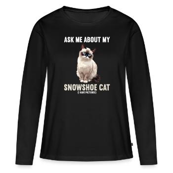 Chaton raquette Chat raquette - T-shirt manches longues Premium bio Femme - noir - Devant - Julia (174cm)