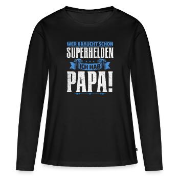 Superhero Dad Better Than Any Comic Hero - Women's Premium Organic Long Sleeve Shirt - black - Front - Julia (174cm)