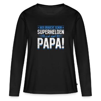 Superhero Dad Better Than Any Comic Hero - Women's Premium Organic Long Sleeve Shirt - black - Front - Julia (174cm)