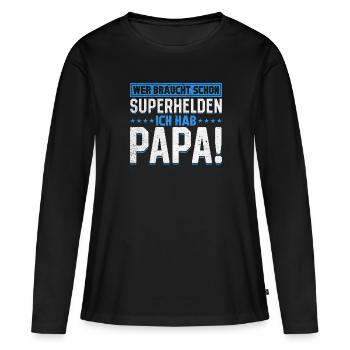 Superhero Dad Better Than Any Comic Hero - Women's Premium Organic Long Sleeve Shirt - black - Front - Julia (174cm)