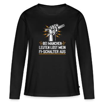 Mein FI-Schalter und ich Witz mit Spannung - Frauen Premium Bio Langarmshirt - Schwarz - Vorne - Julia (174cm)