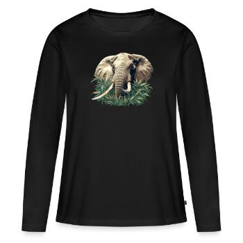 Éléphant Éléphant - T-shirt manches longues Premium bio Femme - noir - Devant - Julia (174cm)