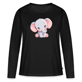 Éléphant Éléphant - T-shirt manches longues Premium bio Femme - noir - Devant - Julia (174cm)