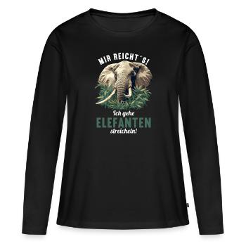Éléphant Éléphant - T-shirt manches longues Premium bio Femme - noir - Devant - Julia (174cm)