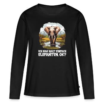 Éléphant Éléphant - T-shirt manches longues Premium bio Femme - noir - Devant - Julia (174cm)