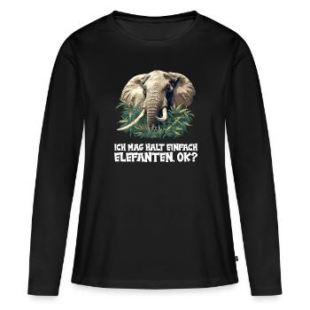 Éléphant Éléphant - T-shirt manches longues Premium bio Femme - noir - Devant - Julia (174cm)
